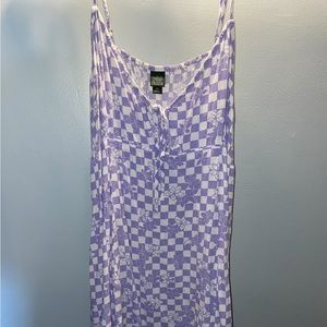 Purple checkered print dress
